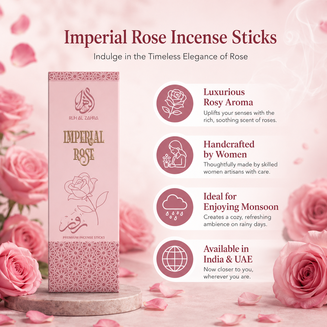 Imperial Rose Premium Incense Stick (Rose Agarbatti) – 50gm