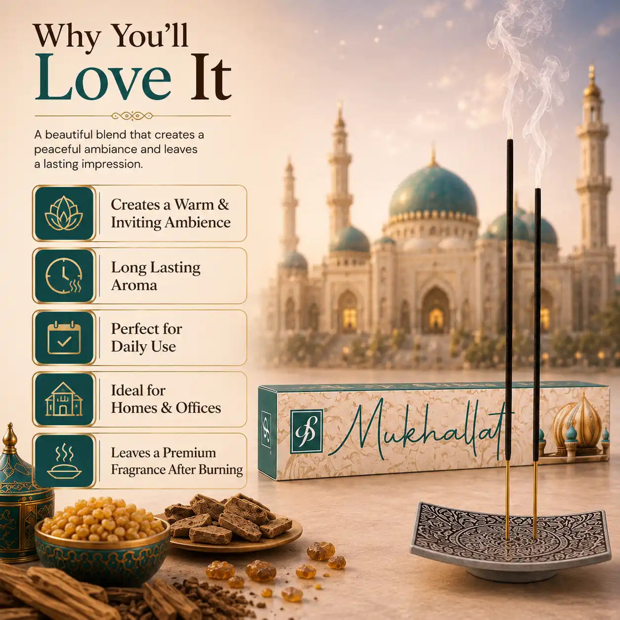 Mukhallat Premium Incense Stick (Agarbatti) – 50gm