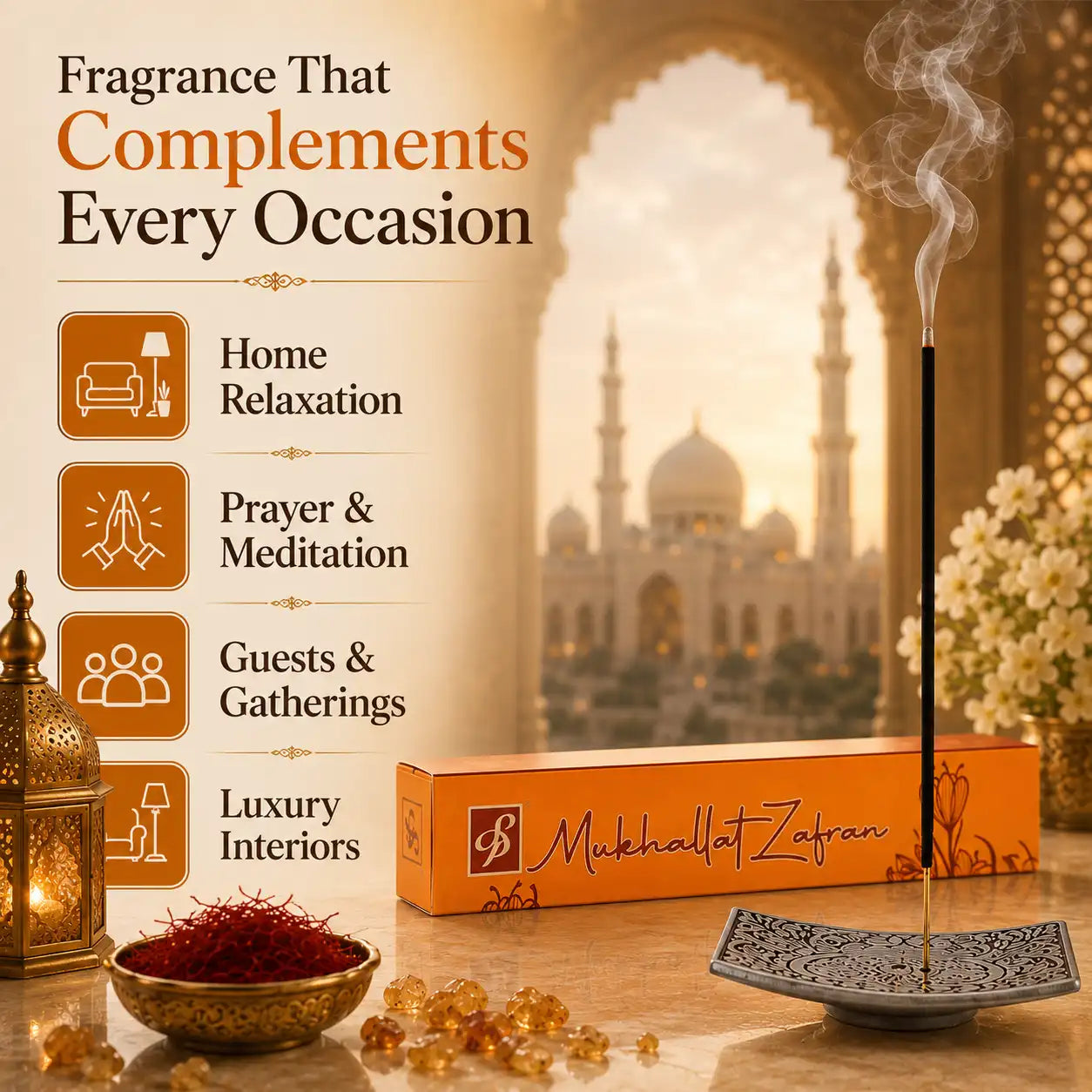 Mukhallat Zafran Premium Incense Stick (Agarbatti) – 50gm