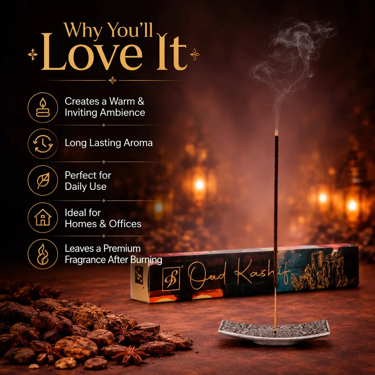 Oud E Kashif Premium Incense Stick (Masala Agarbatti) – 50gm